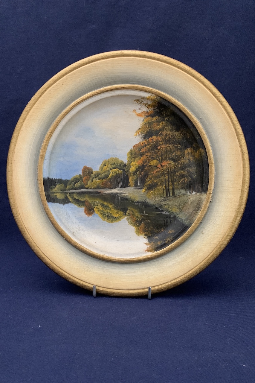 Dreveny závesný tanier obraz, maľovaný