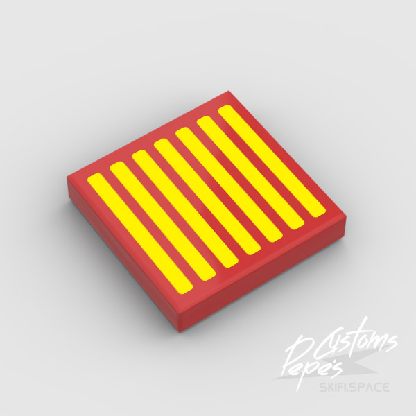 2x2 TILE - RADIATOR GRILLE yellow on red