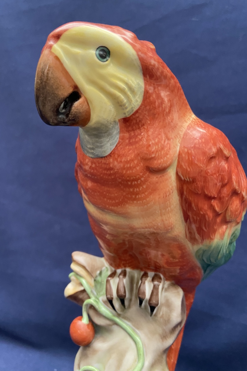 Large Herend Parrot on Branch Bird Figure Red Model 5000 - 20th Century, Hungary