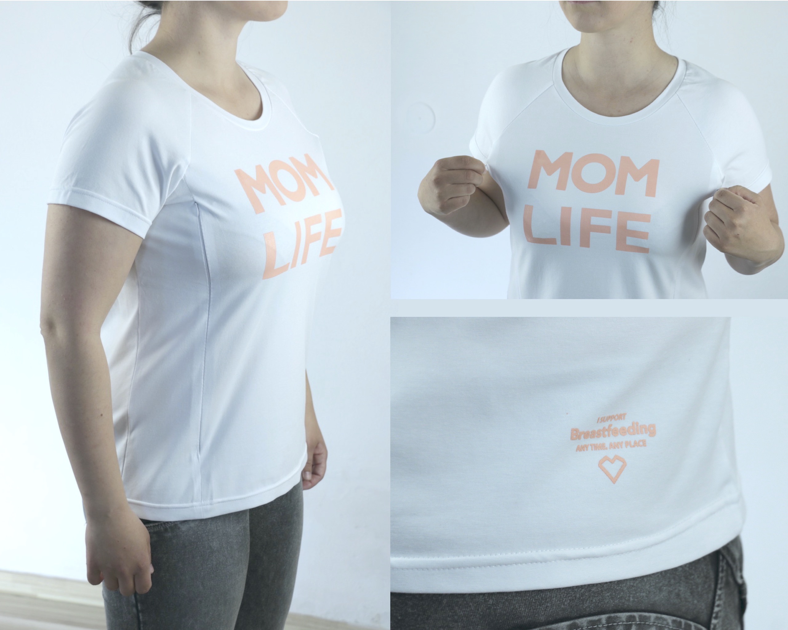 Tričko na dojčenie MOM LIFE / White