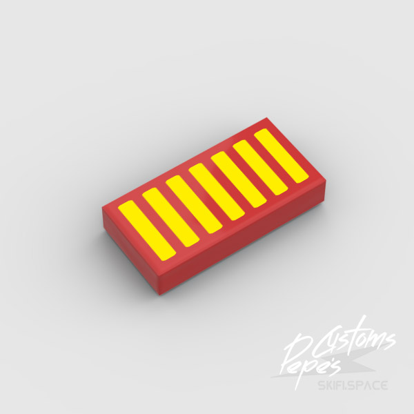1x2 TILE - RADIATOR GRILLE yellow on red