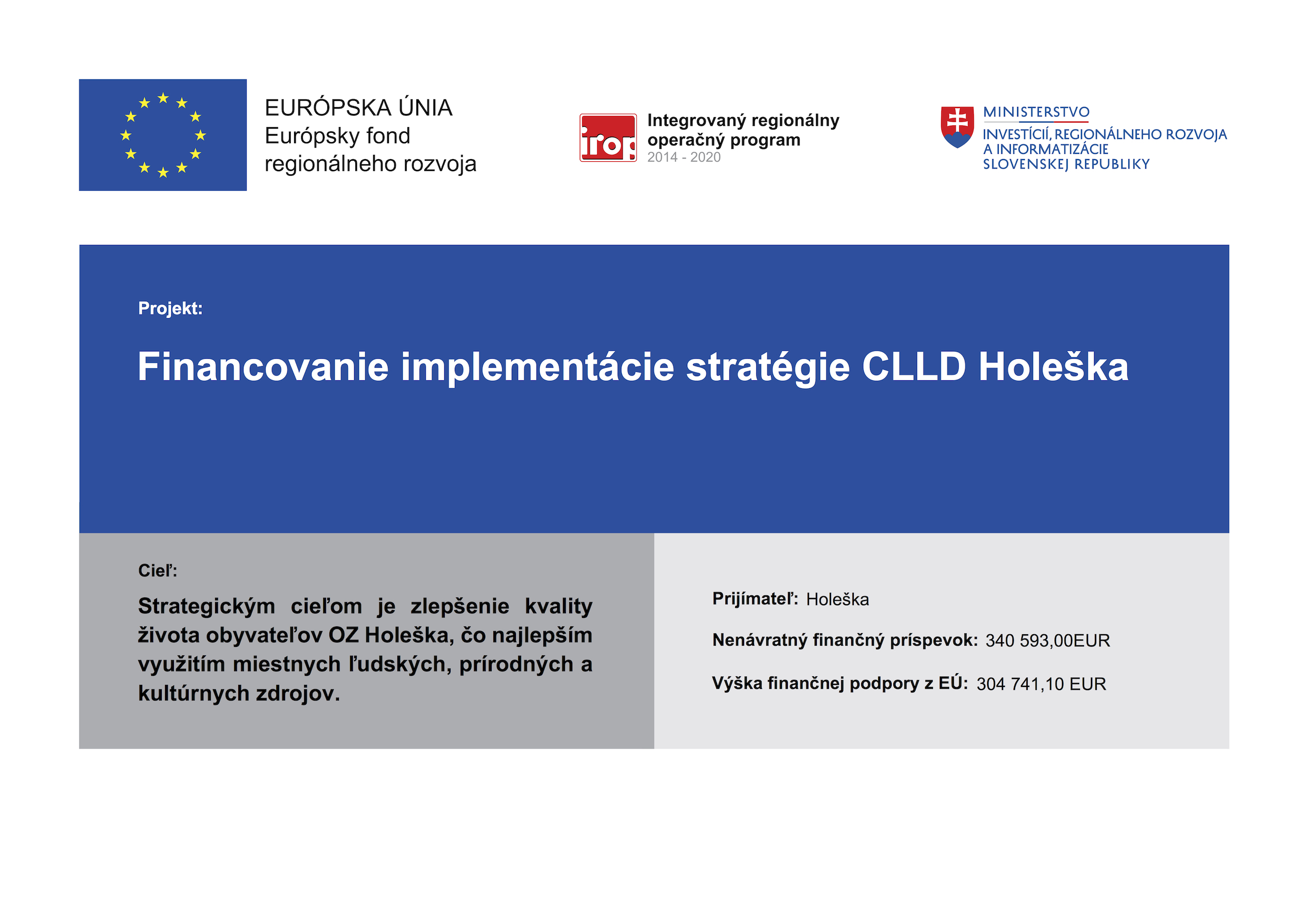 Financovanie implementácie stratégie CLLD Holeška