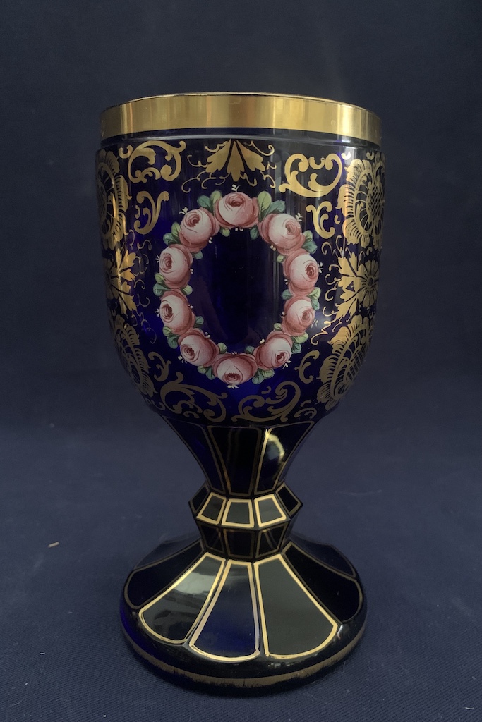 Pohar-vaza modré sklo Glass-vase blue glass