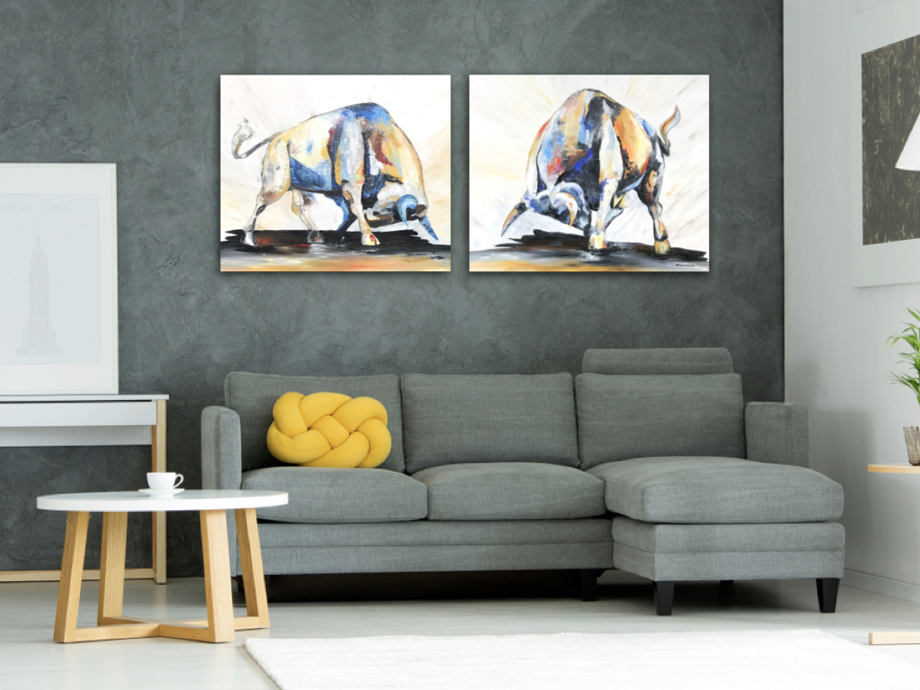 Bulls/Býci Olej na płátne/ Oil canvas  100cm x 100cm (1ks)