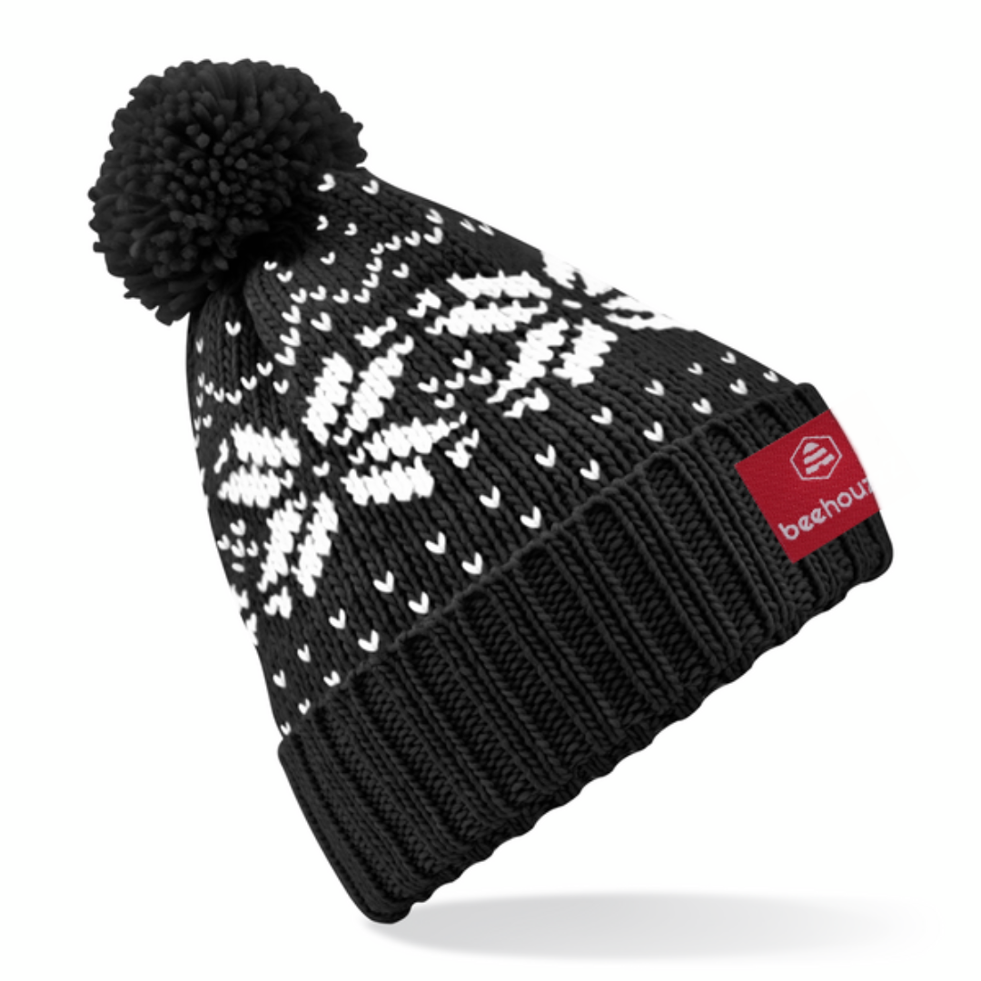 Winter Pom Beanie Black/White