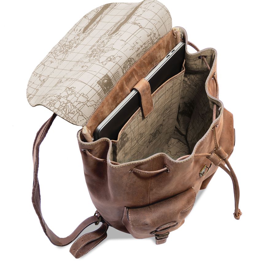 Malý celokožený ruksak | Havana hnedá