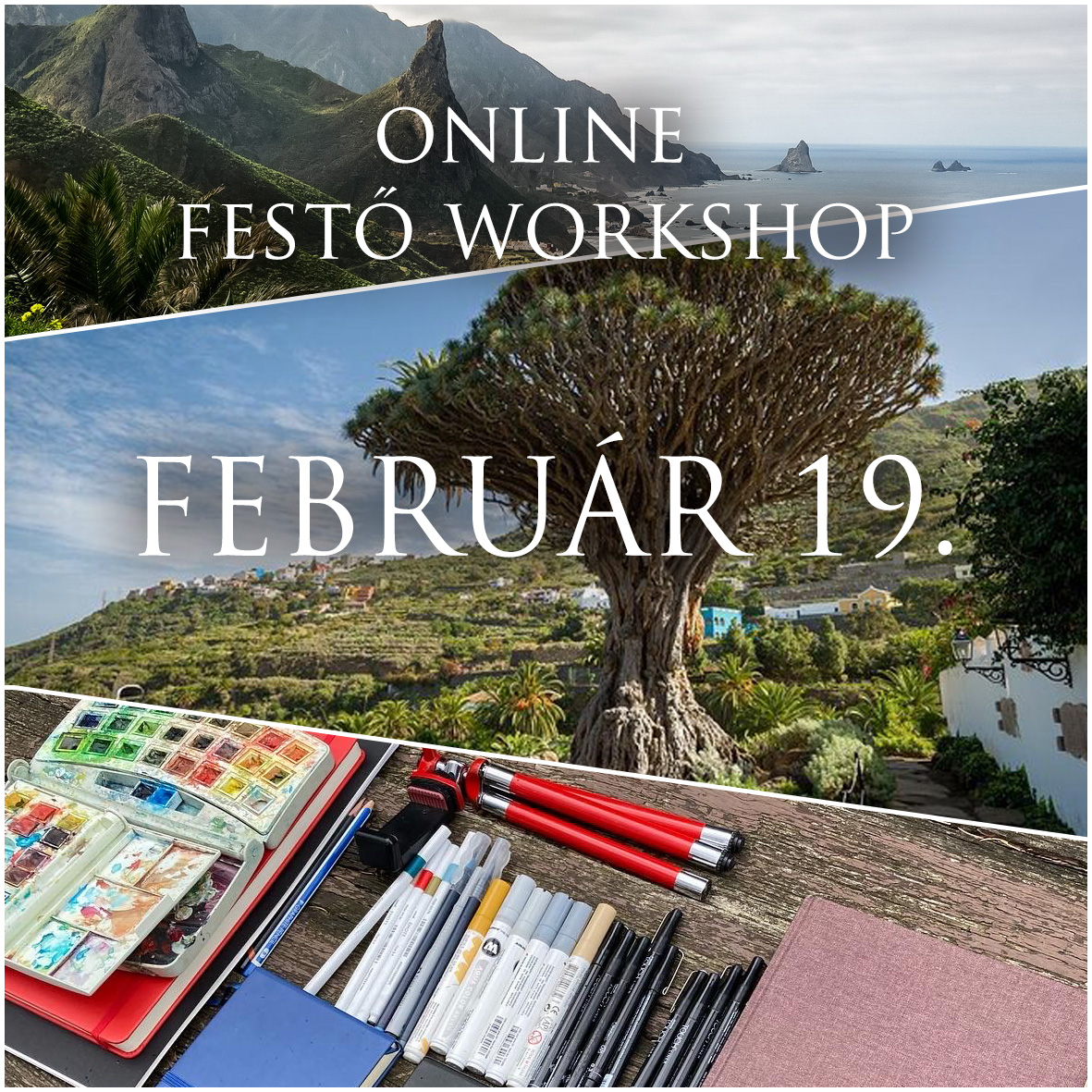 Online festő workshopok Teneriféről.