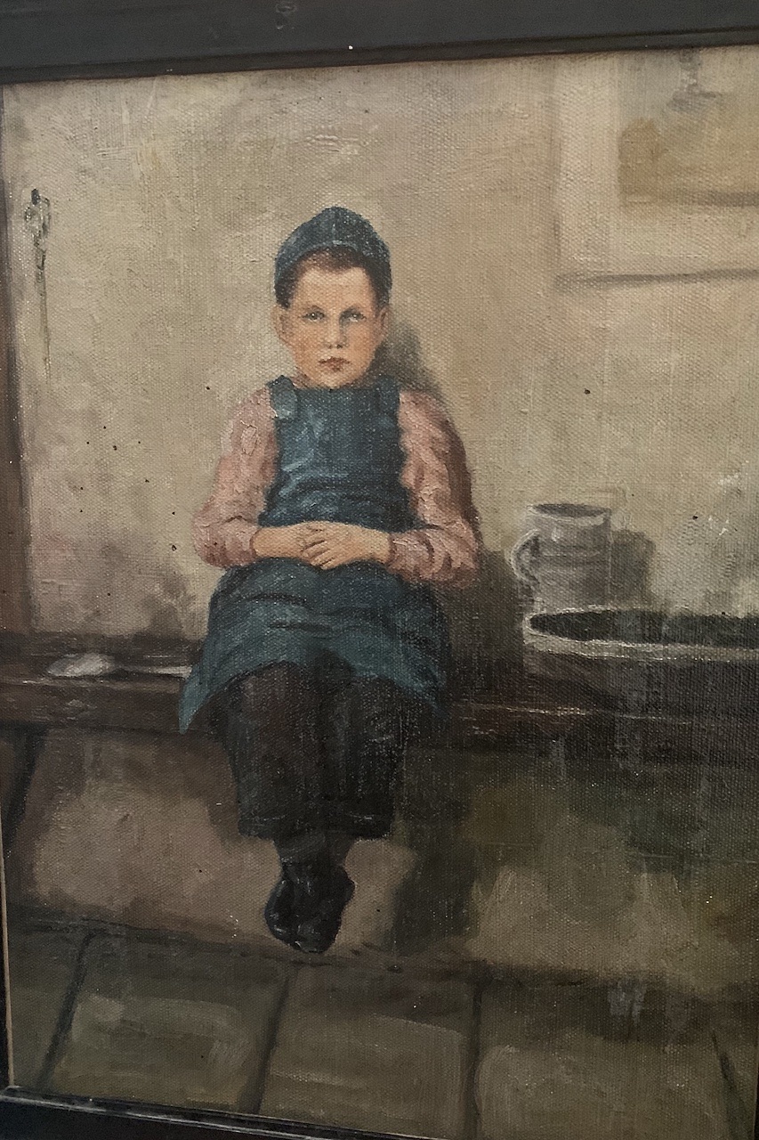 Obraz olejomal'ba na plátne Dievča sediace na lavičke