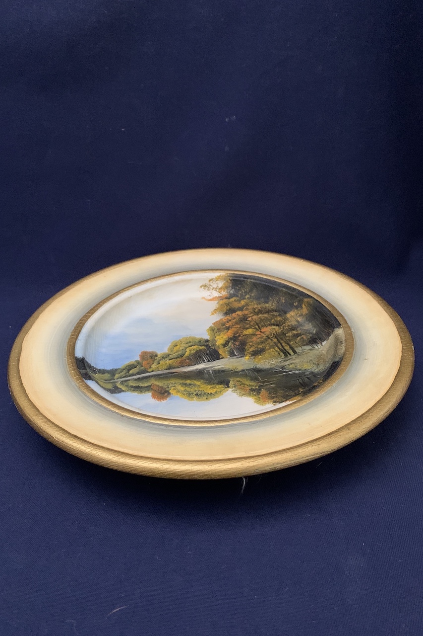 Dreveny závesný tanier obraz, maľovaný