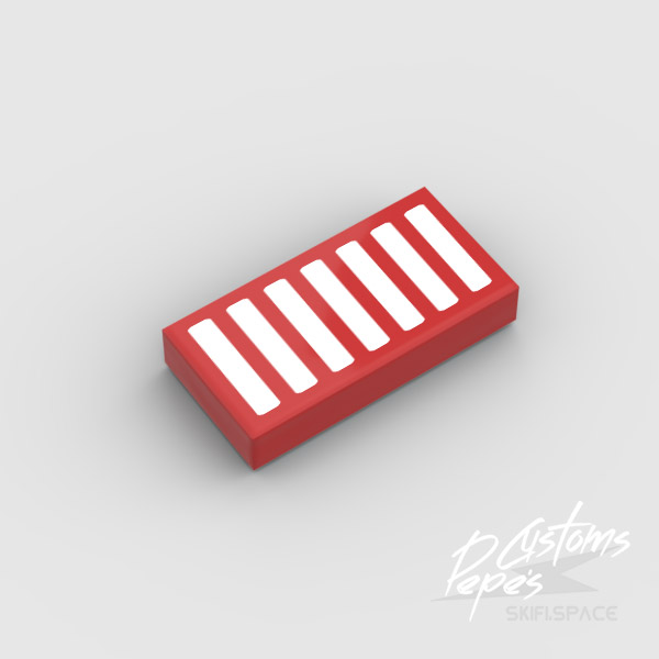 1x2 TILE - RADIATOR GRILLE white on red
