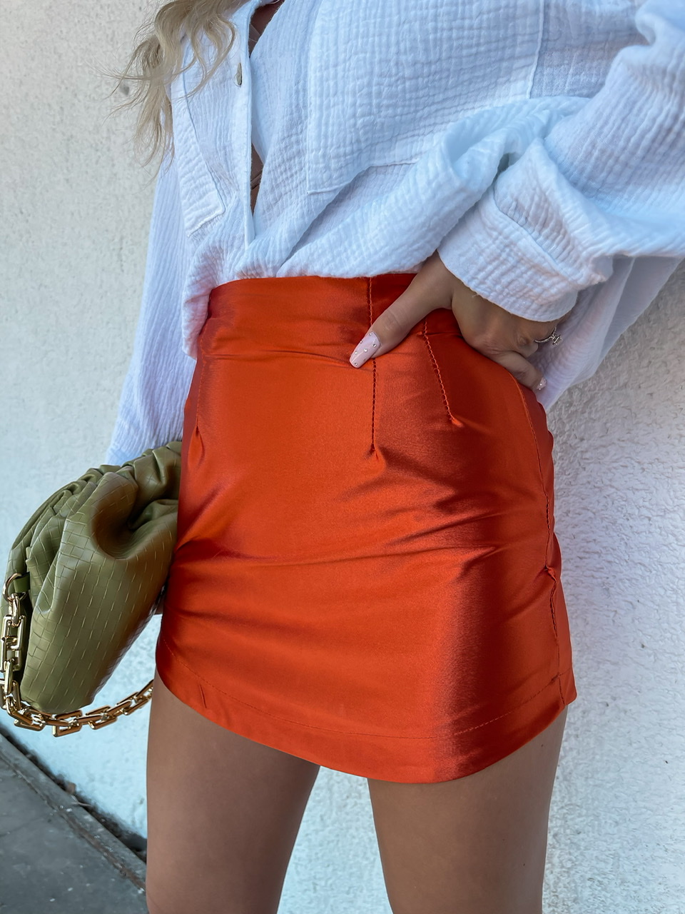 Oranžová mini sukňa DUNKY
