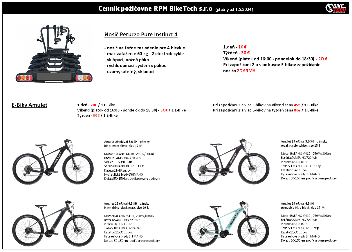 požičovňa elektrobicyklov