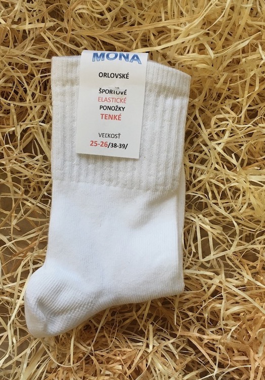 Športové ponožky elastické tenké - BEZ VZORU biele