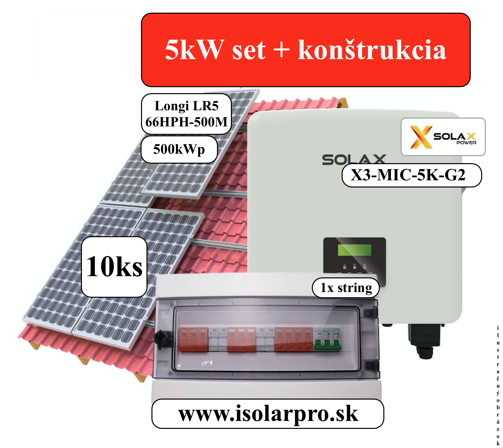 On-grid 5kWp fotovoltaický systém na kľúč s meničom Solax a Longi Solar panelmi