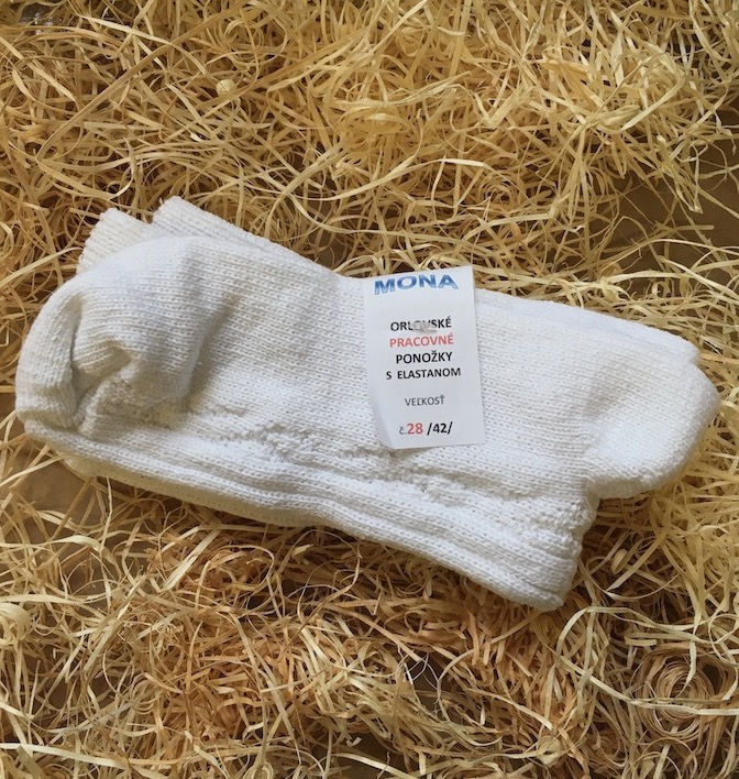 Pracovné ponožky s gumou v leme - biele