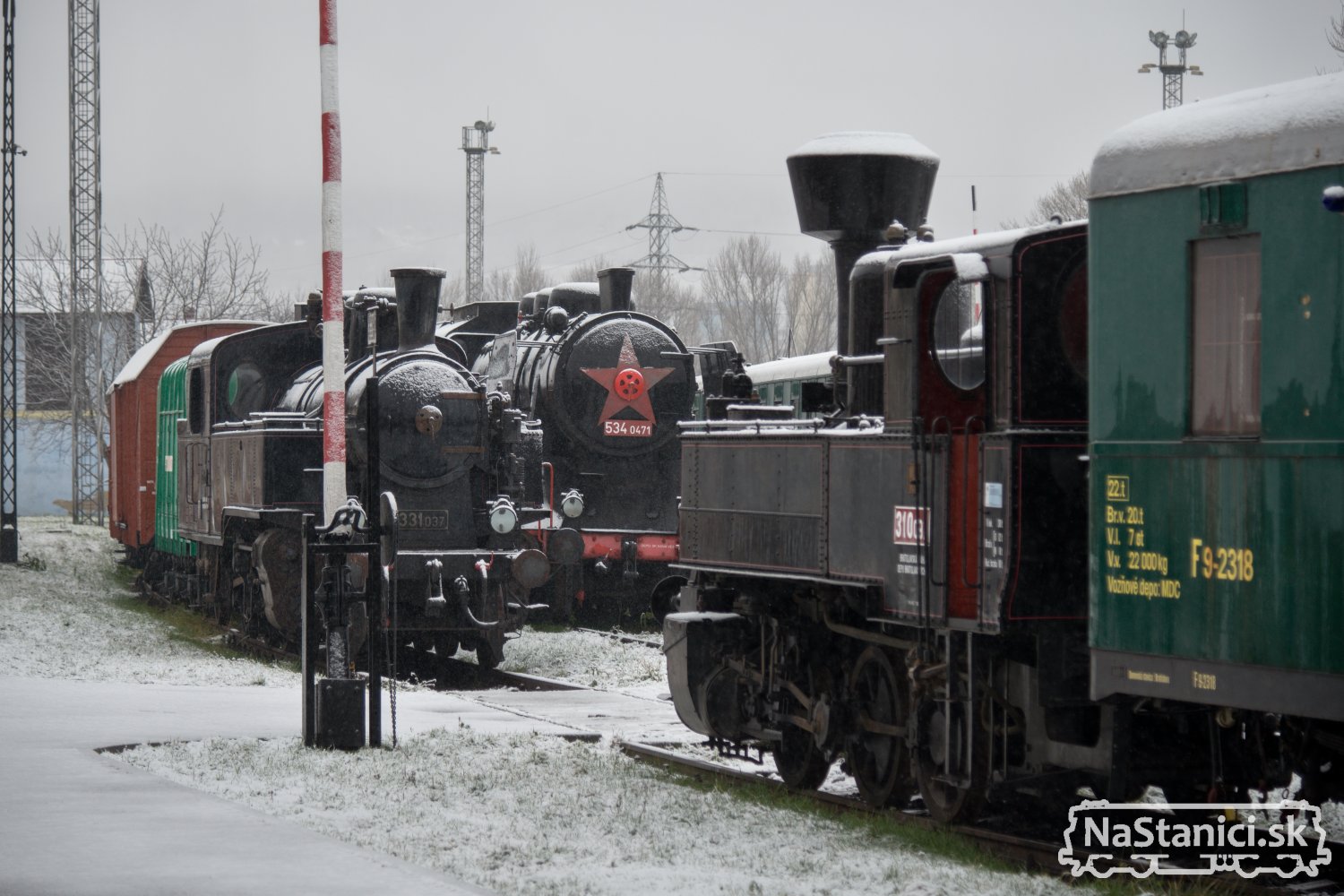 Prvý sneh v Železničnom múzeu