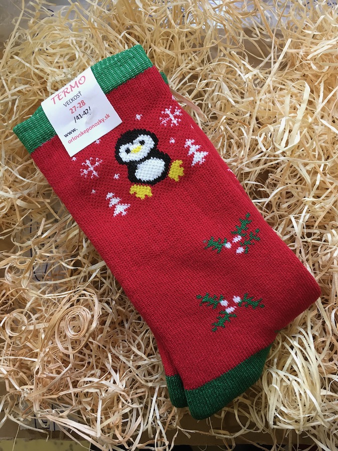 Termo ponožky vianočný motív - červené