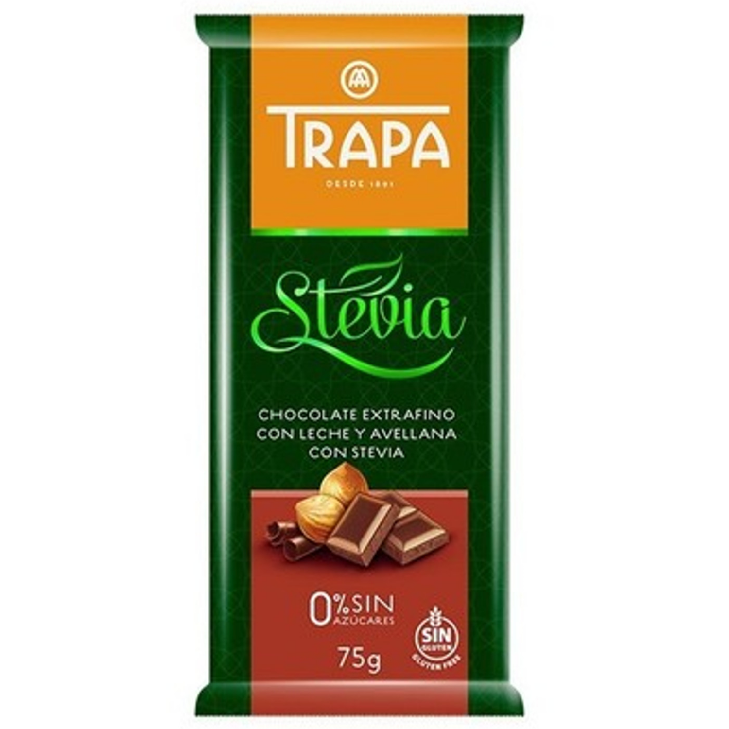 Mliečna čokoláda so stéviou - lieskové orechy (75g)