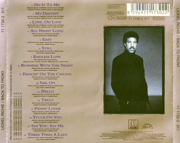 Lionel Richie - Back To Front Motown