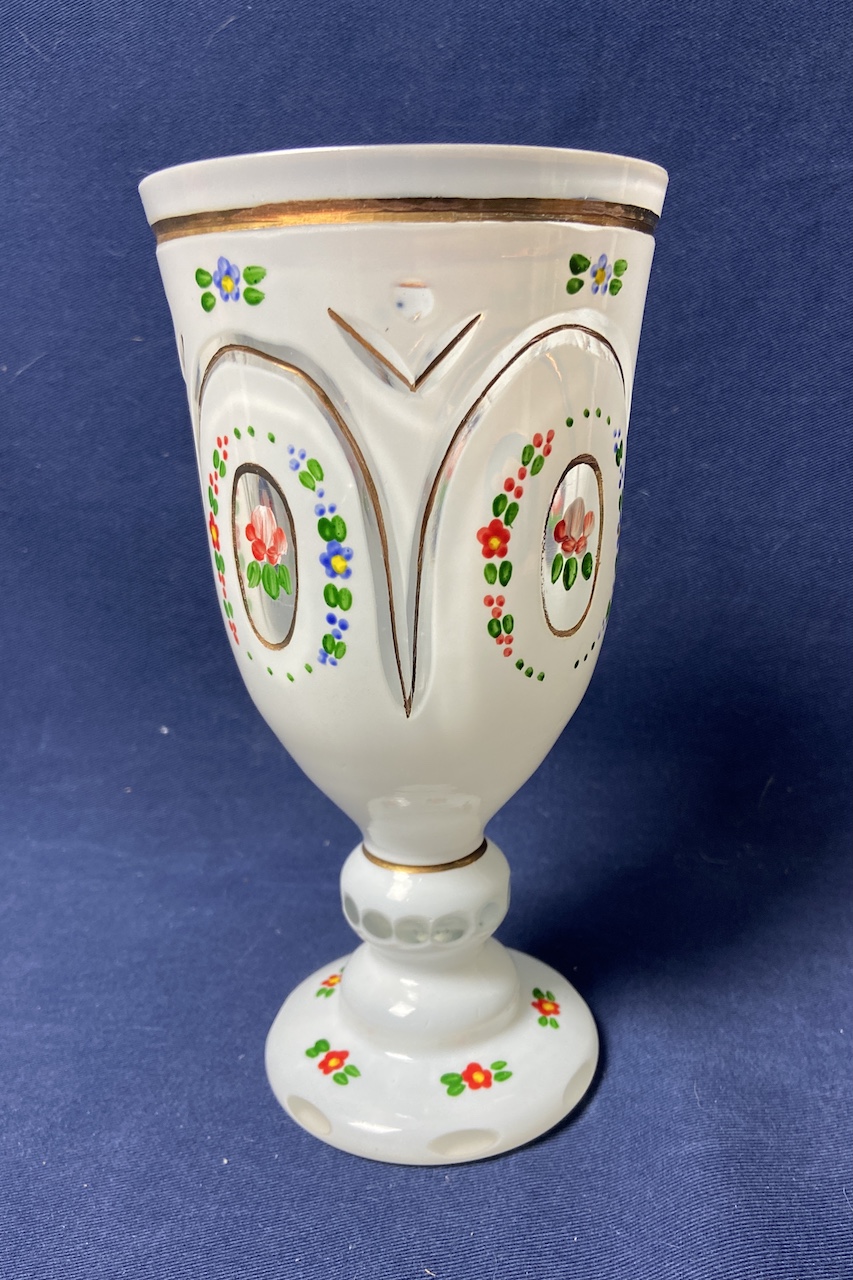 Vaza pohar Vase Glass vrstvene sklo biela