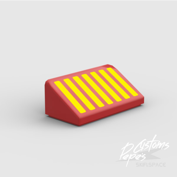 1x2 SLOPE - RADIOATOR GRILLE yellow on red