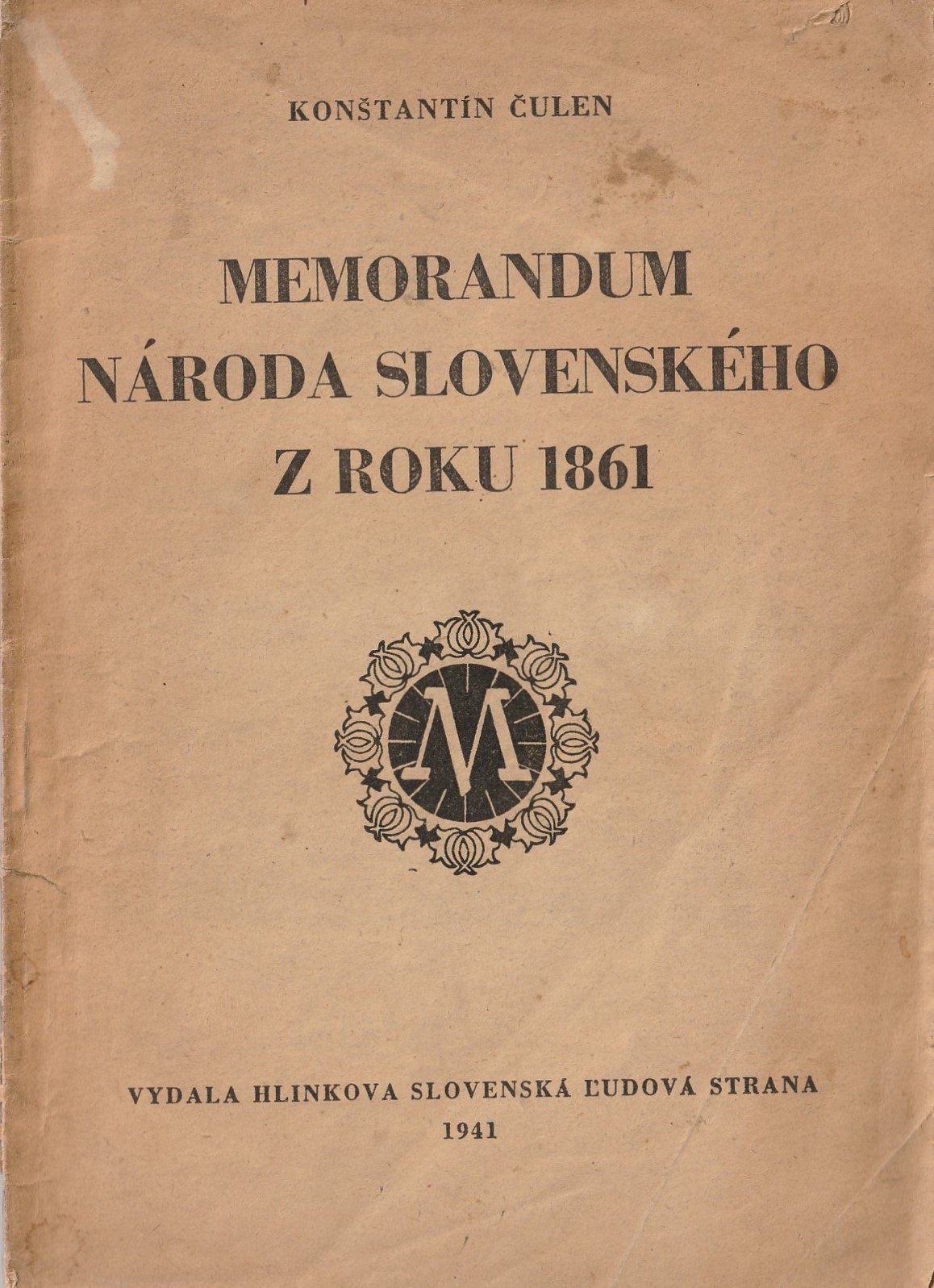 Čulen Konštantín - Memorandum národa slovenského z roku 1861