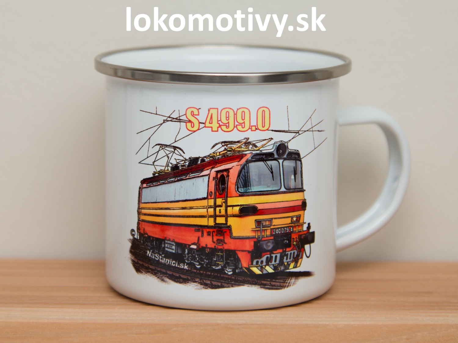 Plechový pohár s lokomotívou Laminatka S499.0