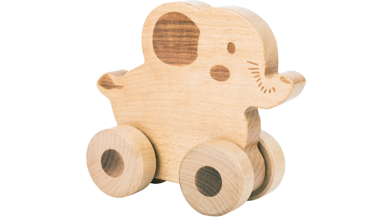 Drevená hračka na kolieskach – slon