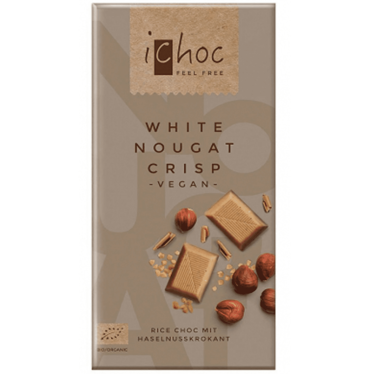 ICHOC - čokoláda ryžová biely nugát s orieškami VEGAN (80g)