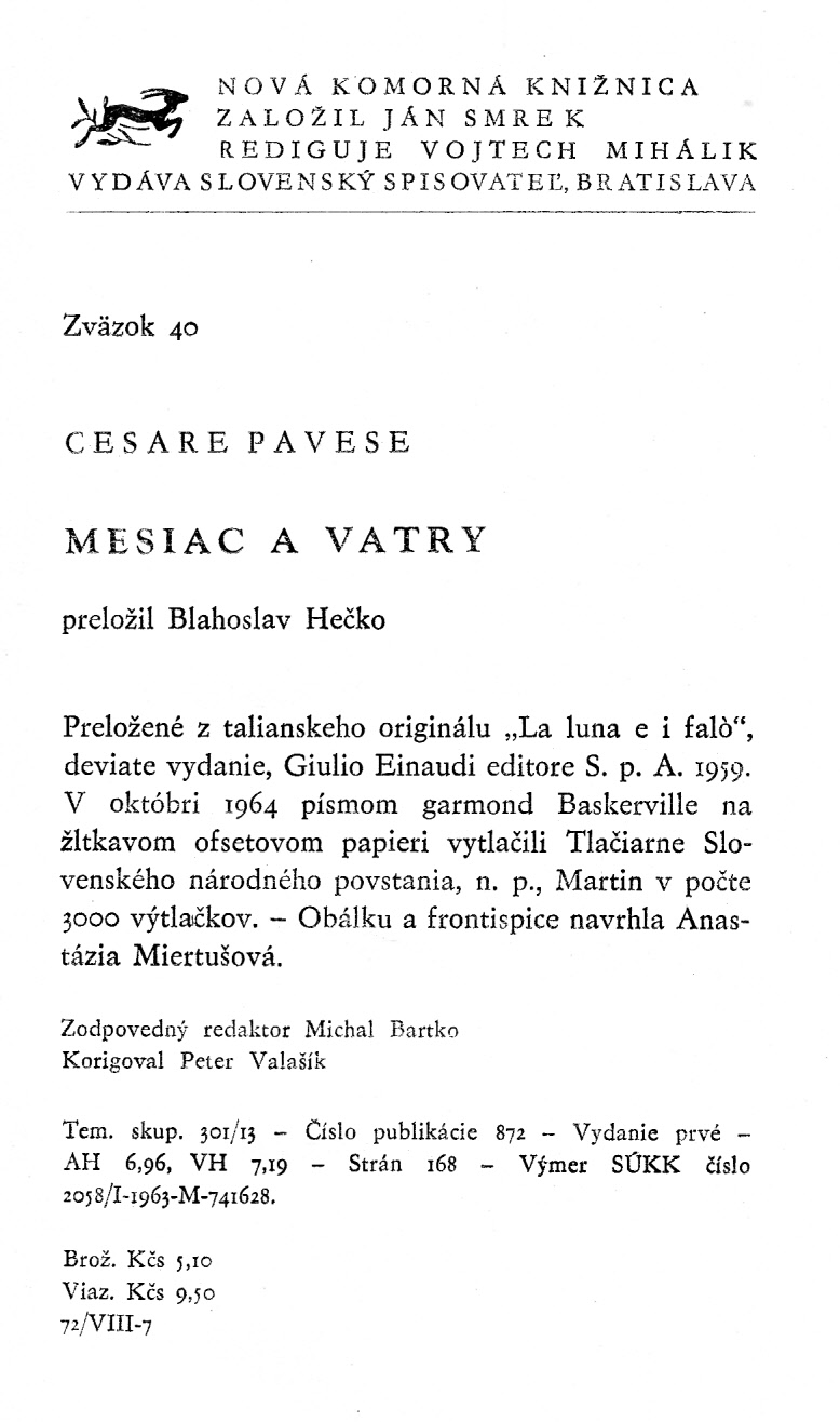 Pavese Cesare - Mesiac a vatry