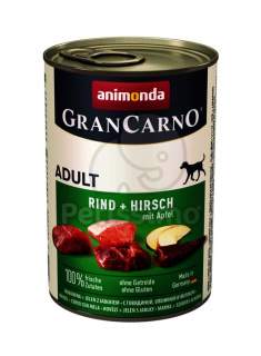 Animonda GranCarno Adult konzerva, hovädzie, jeleň a jablko je plnohodnotné krmivo pre dospelé psy.