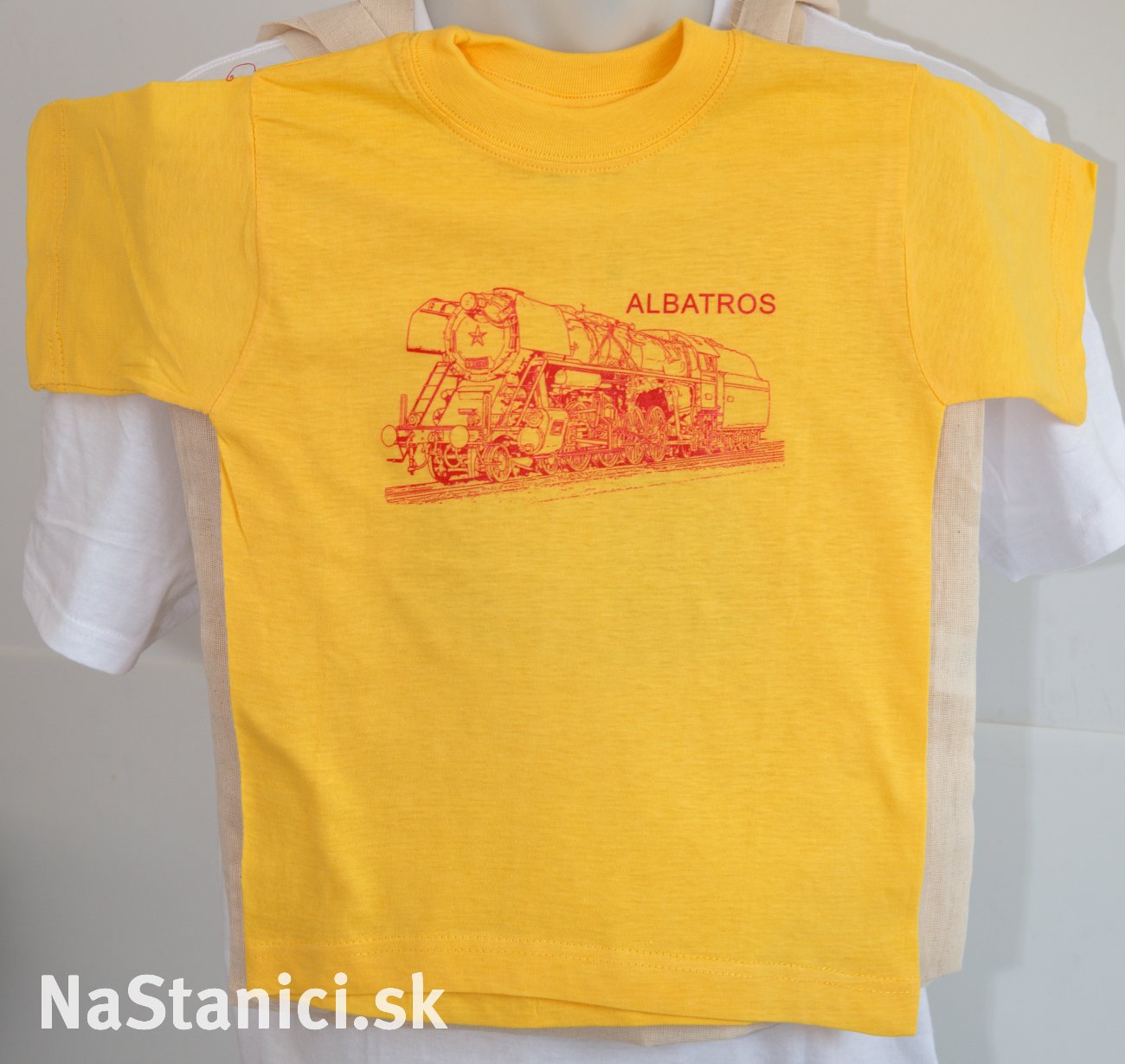 Žlté detské tričko s lokomotívou Albatros