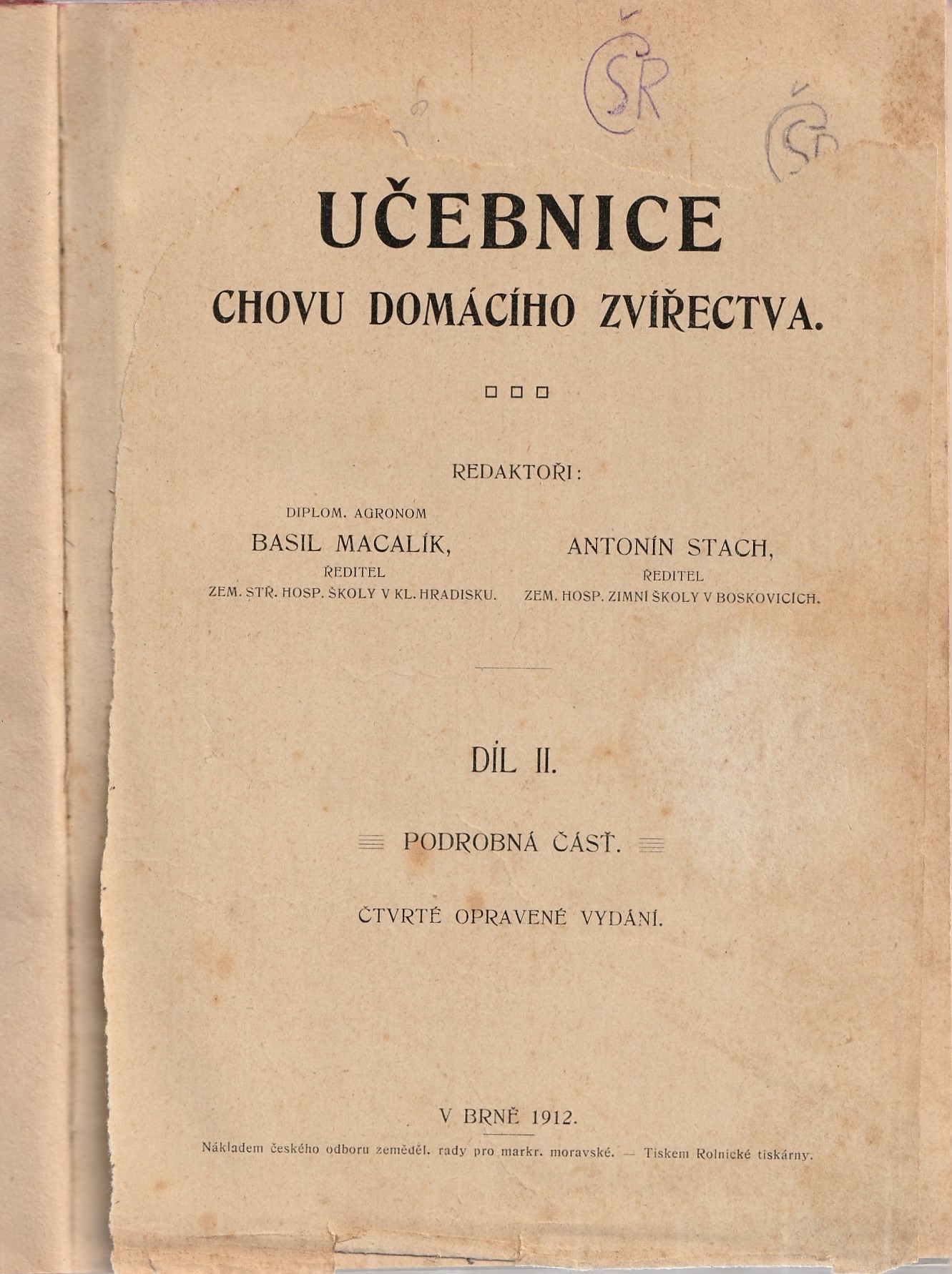 Macalík, Stach - Učebnice chovu domácího zvířectva, díl II