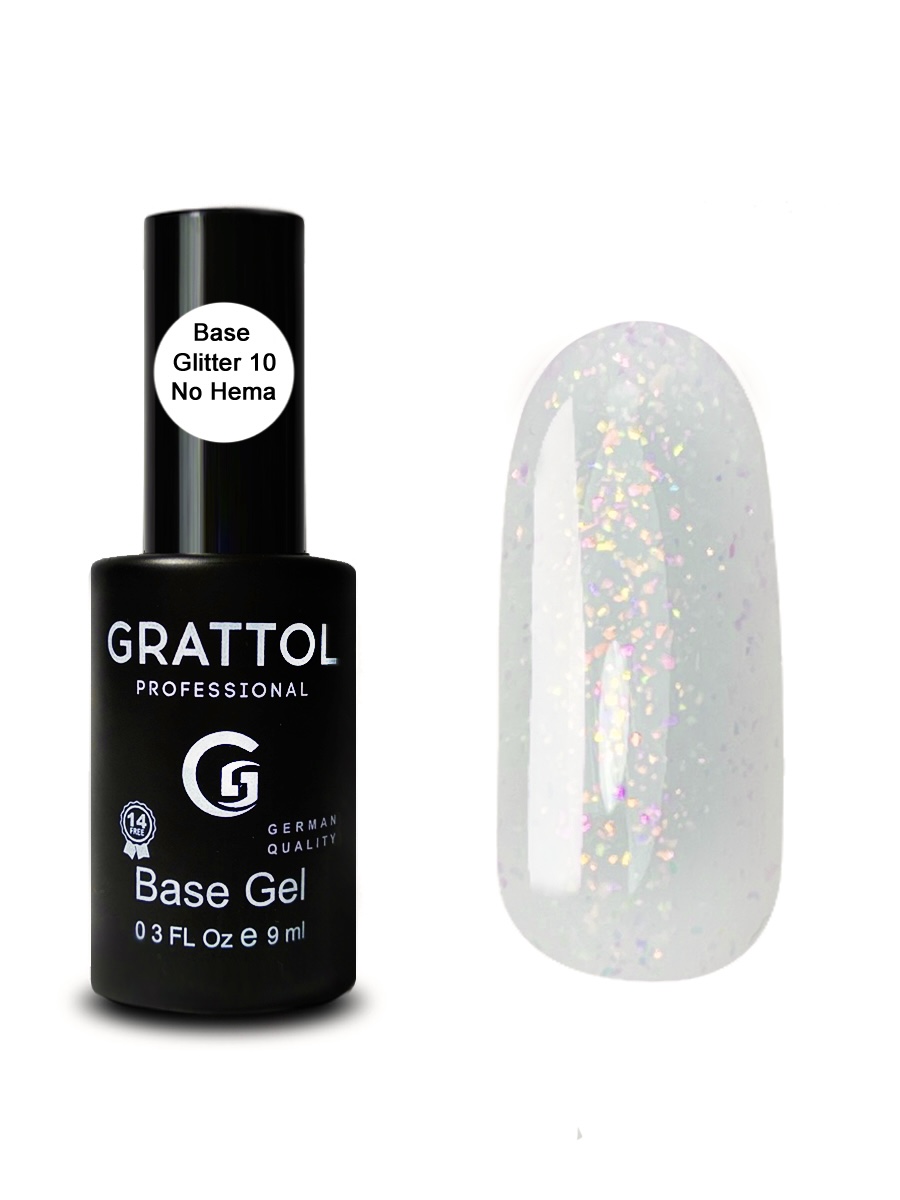 Grattol Glitter Base 010 // NO HEMA, 9 ml