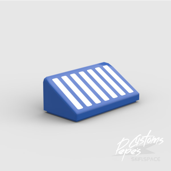 1x2 SLOPE - RADIOATOR GRILLE white on blue