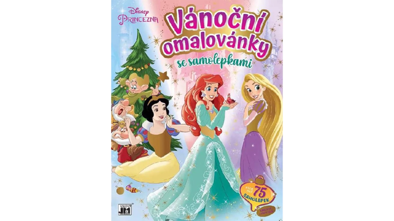 Vánoční omalovánky se samolepkami - Disney Princezny