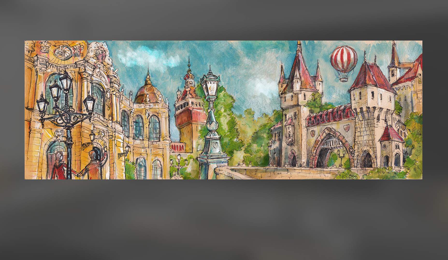 Varosliget panorama festmeny - muveszi nyomat - Budapest Collection