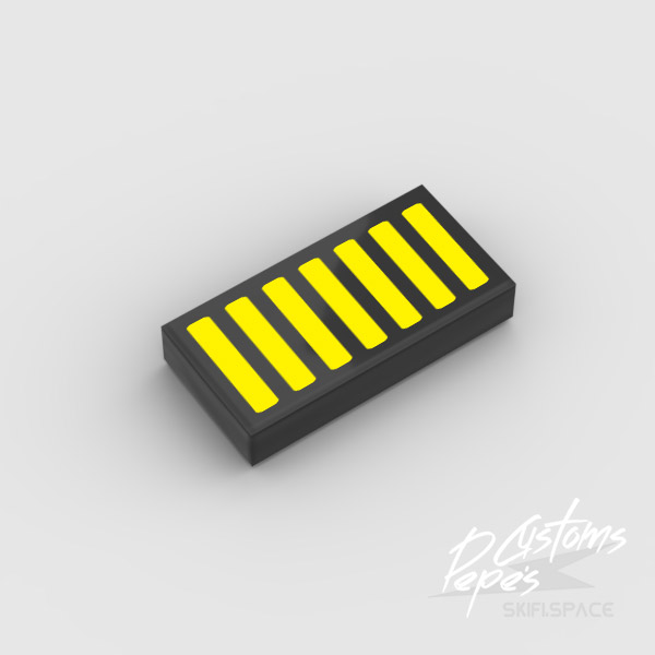 1x2 TILE - RADIATOR GRILLE yellow on black