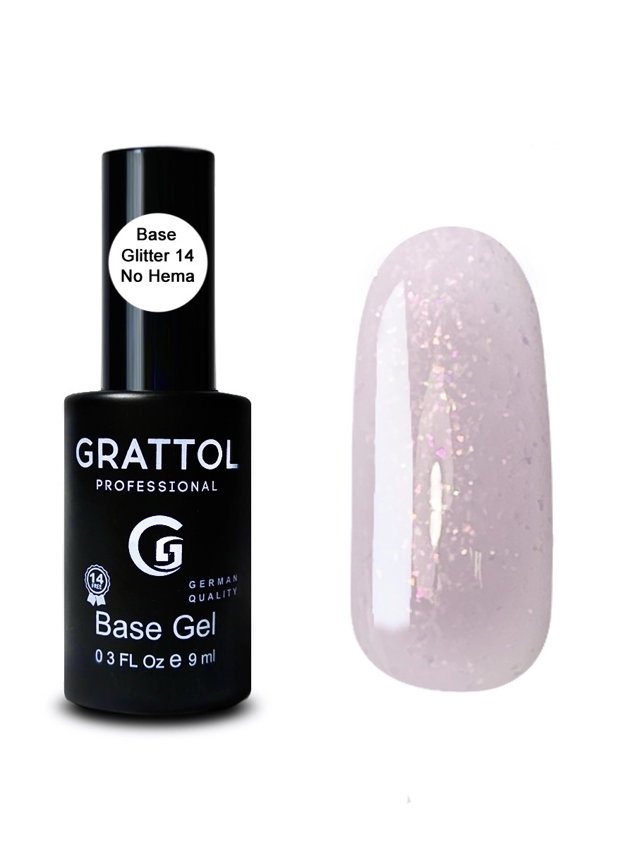 Grattol Glitter Base 014 // NO HEMA, 9 ml