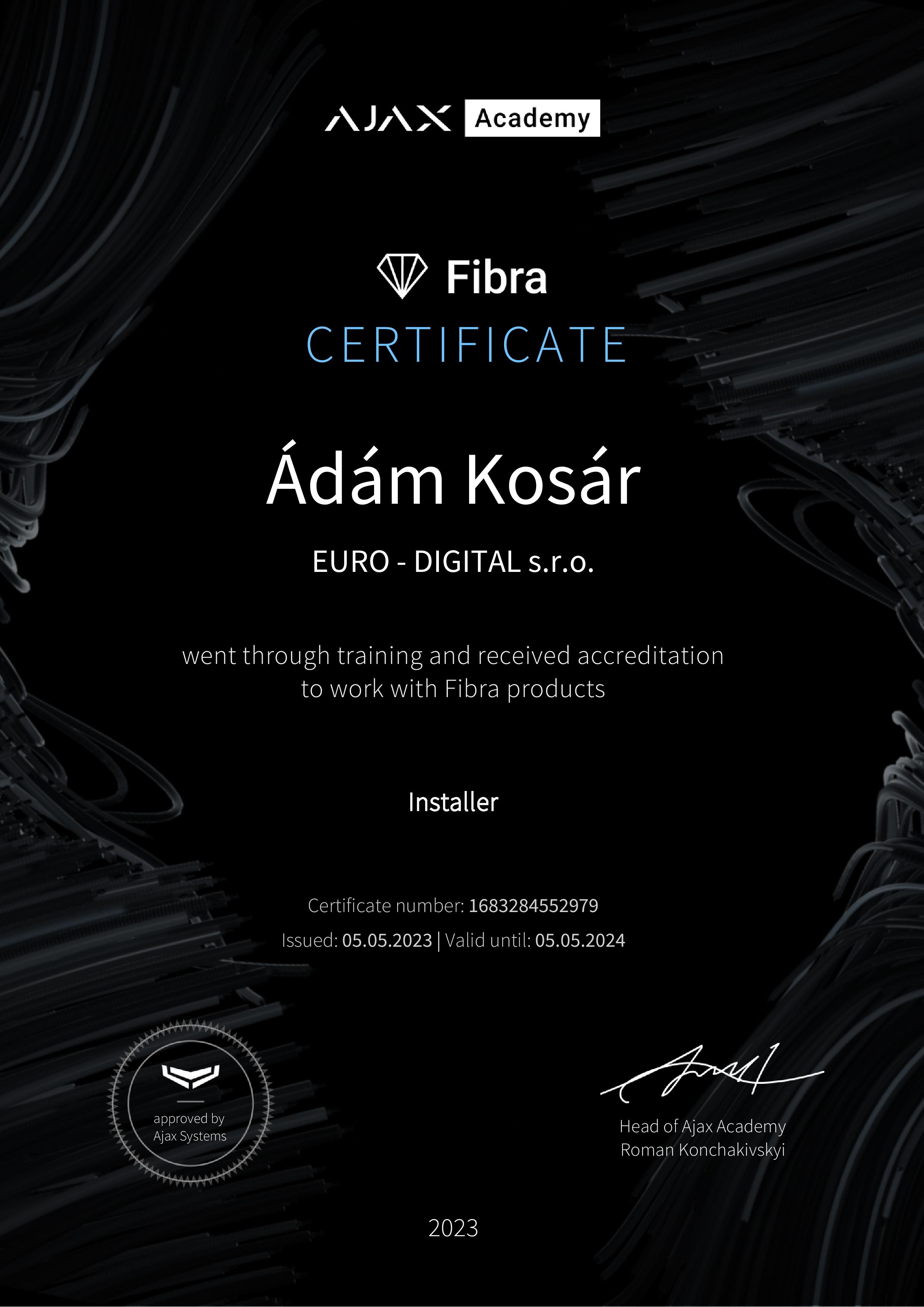 Ajax Fibra Installer certificate en dm Kosr-page-001jpg