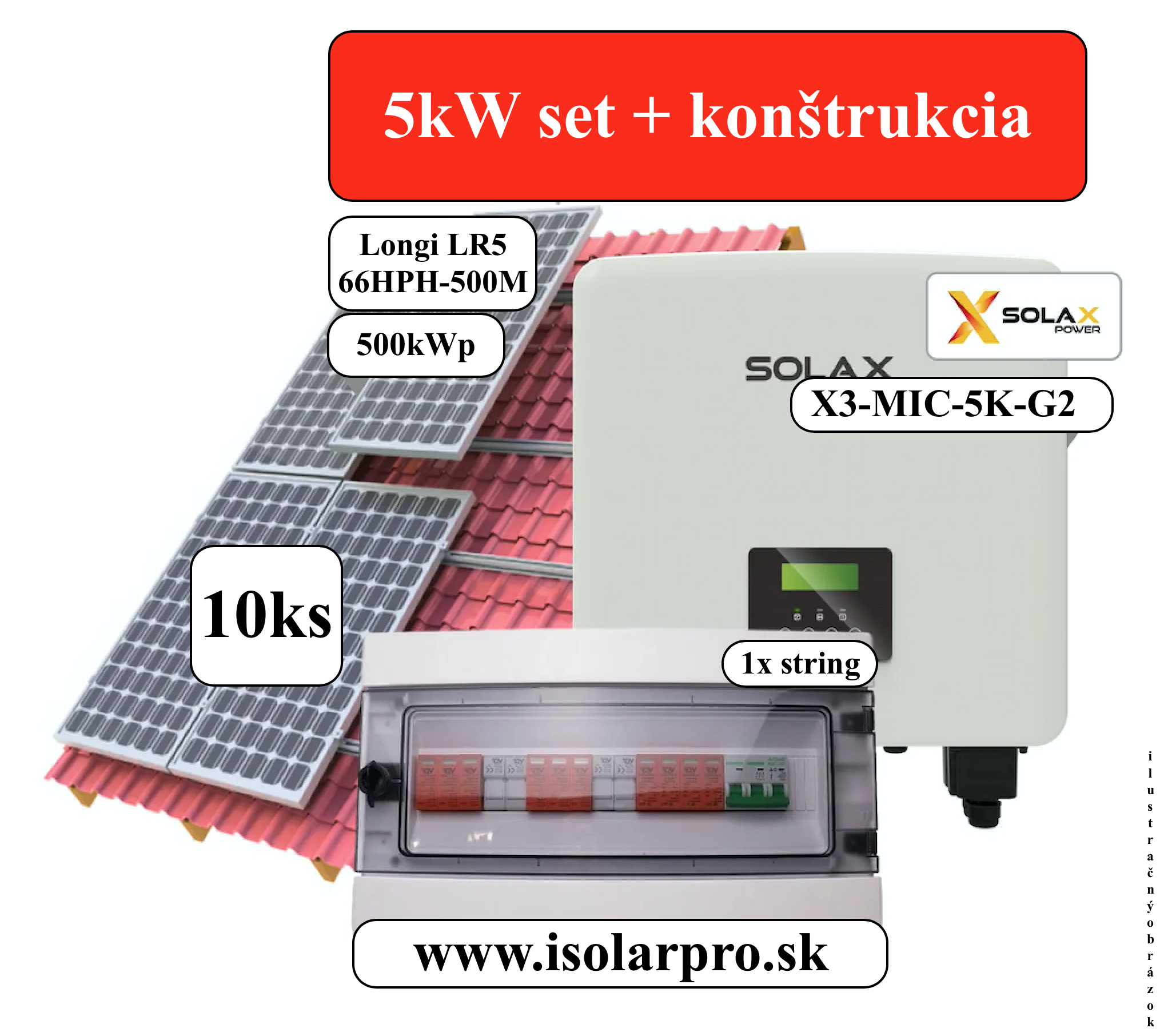 5kWp Trojfázový fotovoltický set, On-grid SolaX + konštrukcia