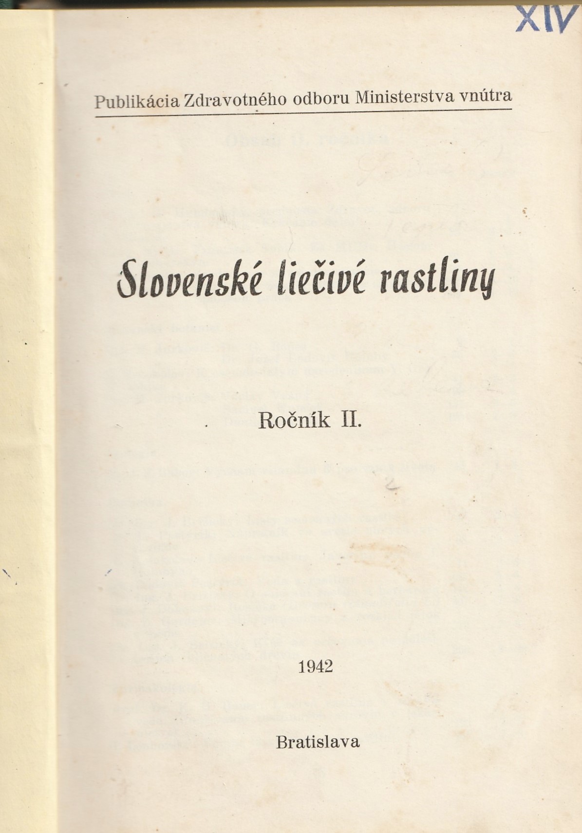 Slovenské liečivé rastliny ročník II. 1942