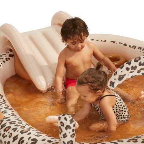 Nafukovací bazén so šmykľavkou leopard béžový 210 cm