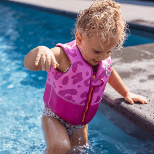 Plávacia vesta pre deti Leopard ružový 4-6 rokov