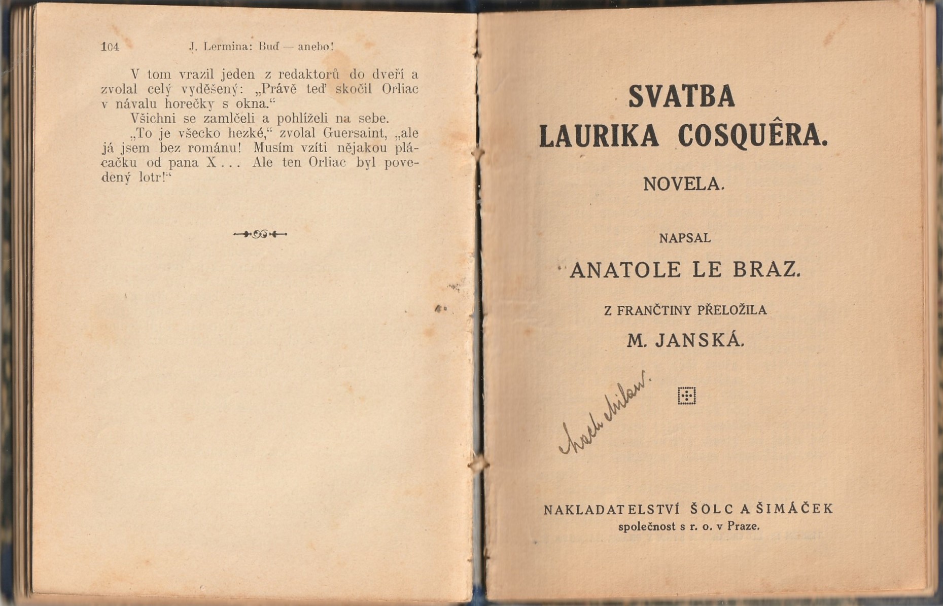 Filon A. - Člověk v dvojí osobě / Anatole Le Braz - Svatba Laurika Cosquera