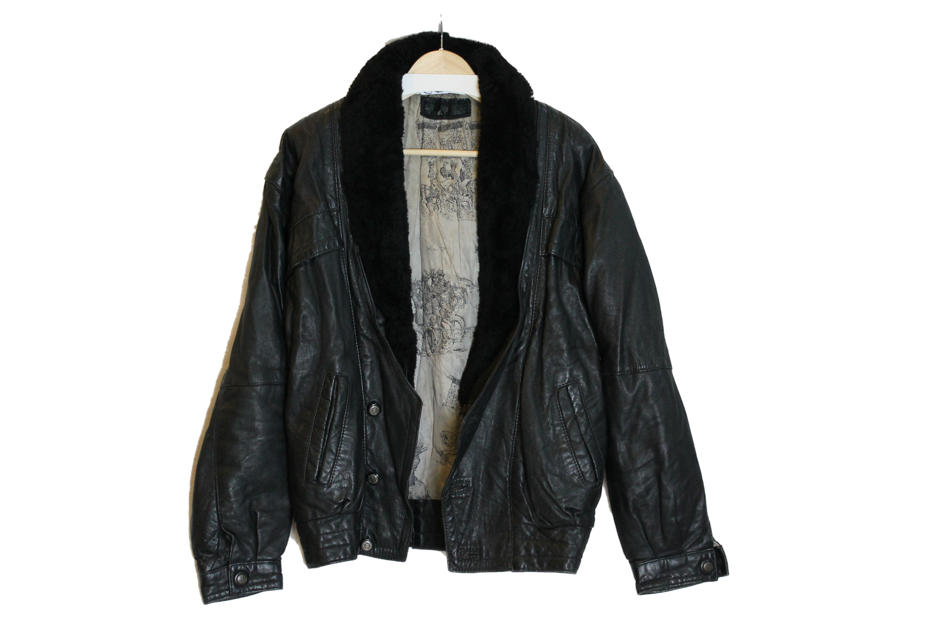 leather jacket size man m, woman l