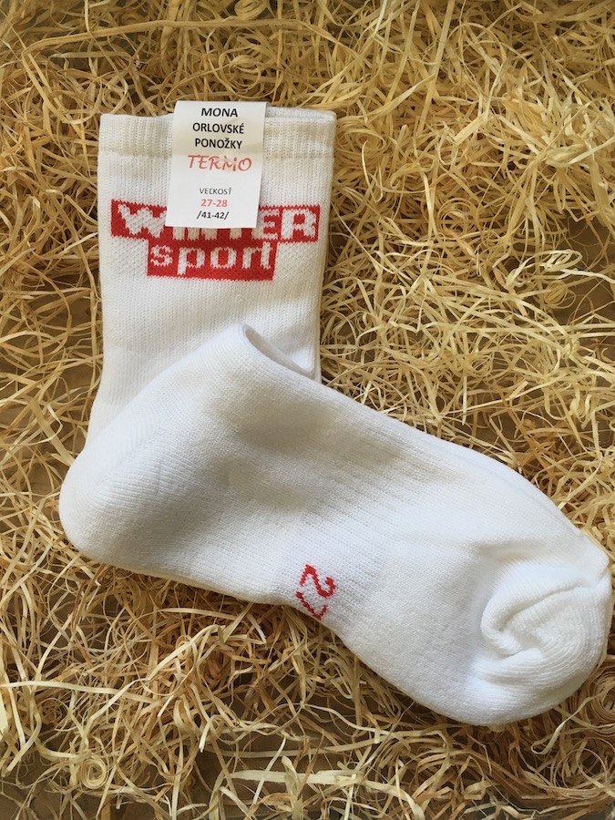 Termo ponožky  - Nápis Winter sport biele