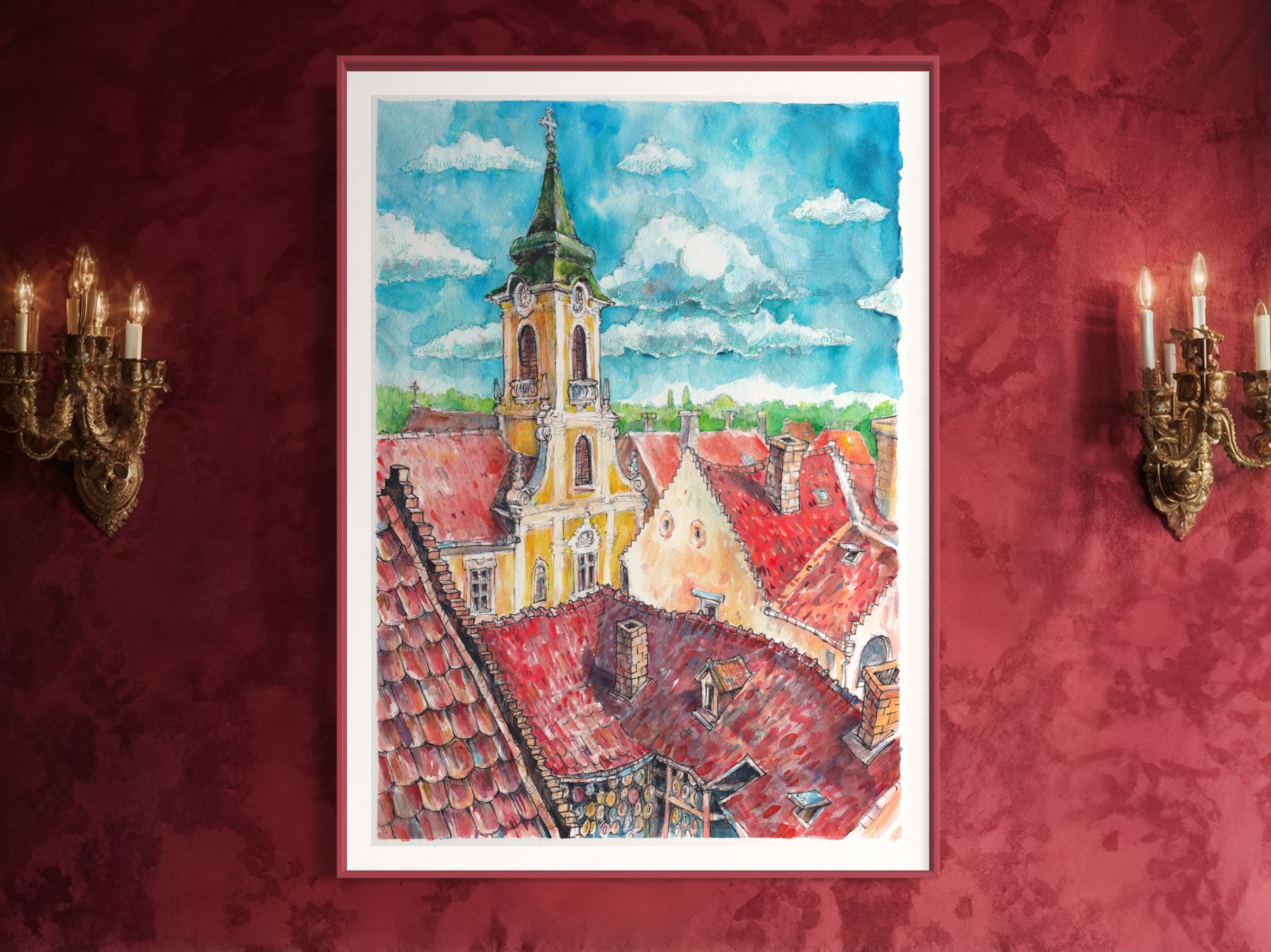Szentendrei háztetők a Templomdombról - művészi nyomat