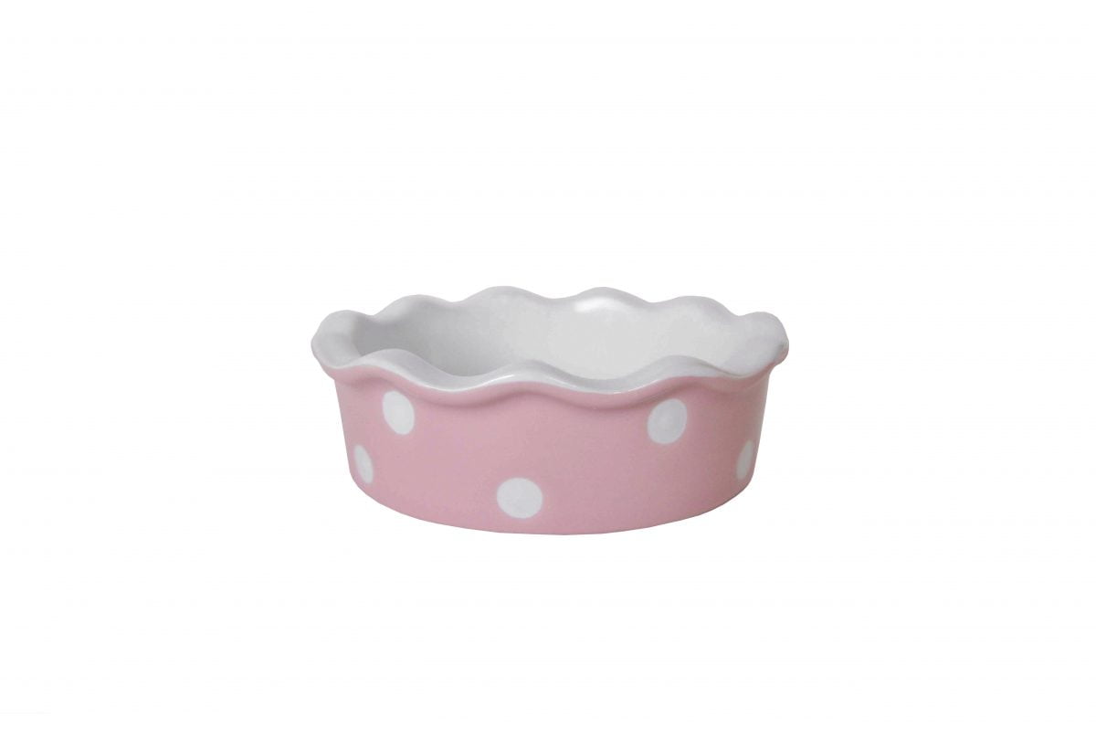 Mini ružový keramický pekáč s bodkami