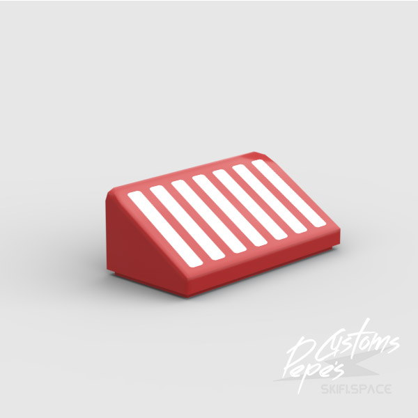 1x2 SLOPE - RADIOATOR GRILLE white on red